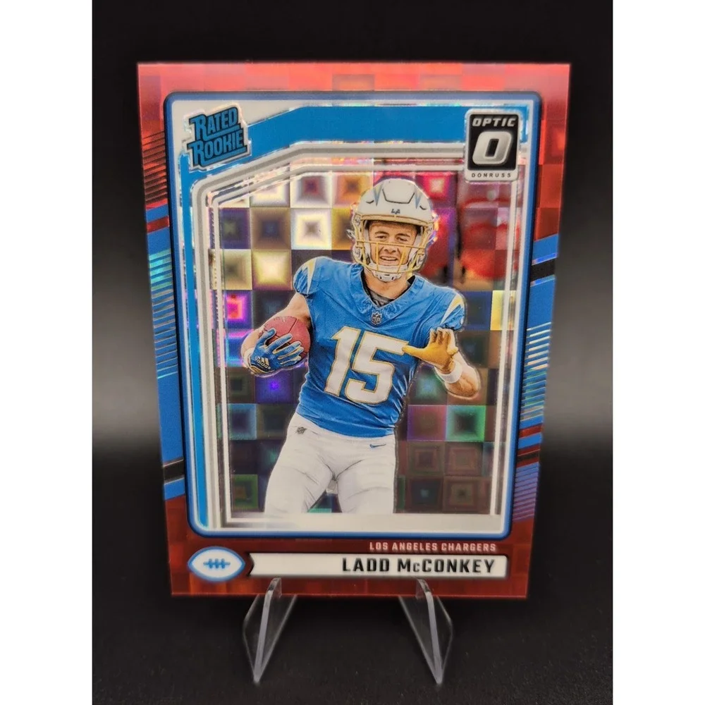 2024 Panini Donruss Rated Rookie Ladd McConkey #328 Red Pandora Prizm (RC)